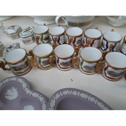 204 - A collection of miniature ceramics to include a set of twelve Paragon loving cups Commemorating Roya... 