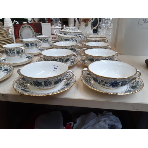 218 - An approx. 63 piece Royal Crown Derby Caliph Queen's Gadroon dinner service to include 8 dinner plat... 