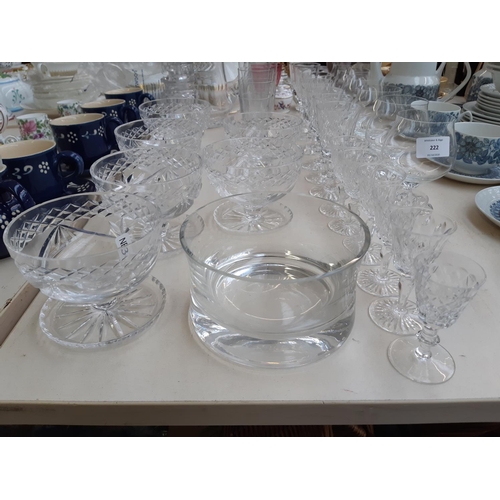 222 - A collection of good quality glassware to include Edwardian cranberry sherry glass with etched desig... 