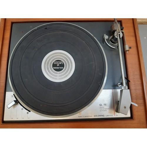 984 - A vintage wooden cased Goldring Lenco GL75 four speed transcription turntable with fitted Dynatron S... 