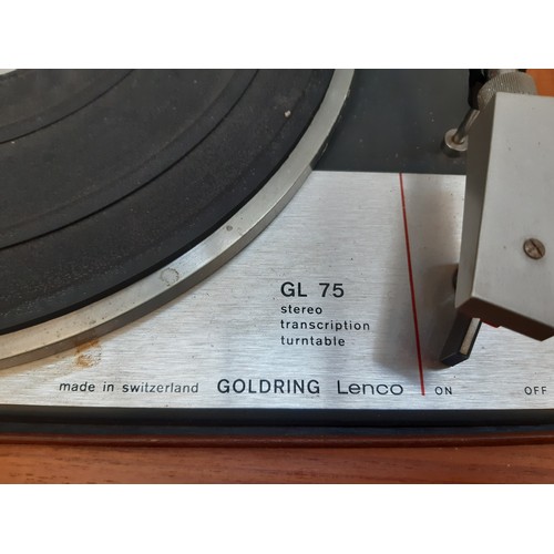 984 - A vintage wooden cased Goldring Lenco GL75 four speed transcription turntable with fitted Dynatron S... 