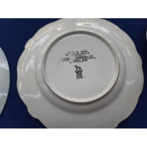 238 - A collection of nine ceramic plates to include James Norris Ltd. blue and white dinner plate titled ... 