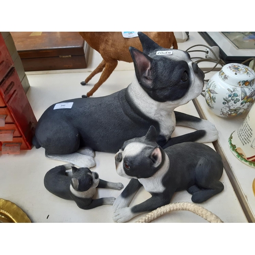 242 - Three items to include a set of two Sandicast Boston Terrier figurines (42cm long) together with a C... 