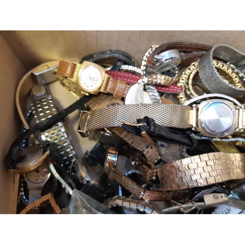 247 - A box containing a large collection of various vintage ladies wristwatches to include Sekonda, Astra... 