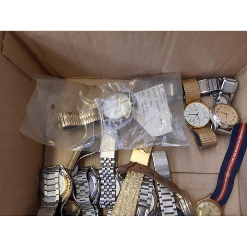 248 - A box containing a collection of vintage mens wristwatches to include a Swiss Emperor 17 jewel incab... 