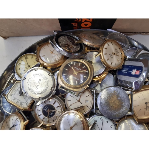 249 - A large collection of vintage mens watch faces to include Smith's, Sekonda, Timex etc.