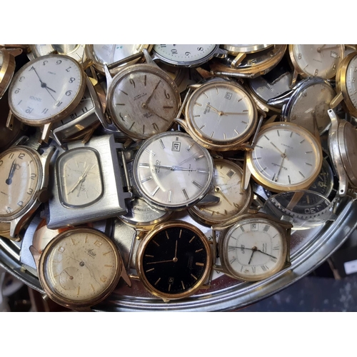 249 - A large collection of vintage mens watch faces to include Smith's, Sekonda, Timex etc.