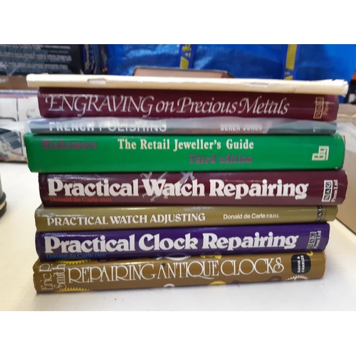 250 - A collection of vintage watch restoring books to include Watch Repairing by F.J Garrard, Clocks In C... 