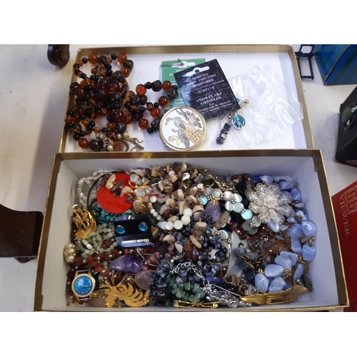 253 - Three boxes containing good quality vintage costume jewellery to include hallmarked 925 silver ladie... 