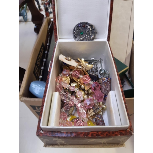 253 - Three boxes containing good quality vintage costume jewellery to include hallmarked 925 silver ladie... 