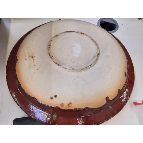 259 - A vintage studio stoneware charger with drip glazed design - measuring approx. 44cm in diameter