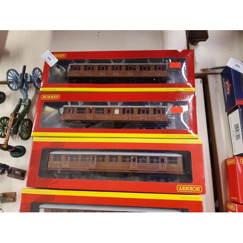 294 - Nine boxed Hornby '00' gauge passenger coaches to include LNER Gresley Suburban 1st class coach, LNE... 