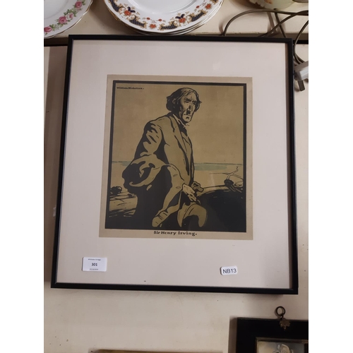 301 - Two framed illustration prints originally painted by William Nicholson - one titled 'Rudyard Kipling... 