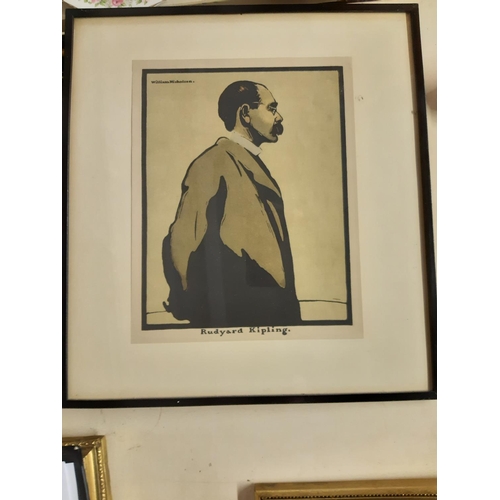 301 - Two framed illustration prints originally painted by William Nicholson - one titled 'Rudyard Kipling... 