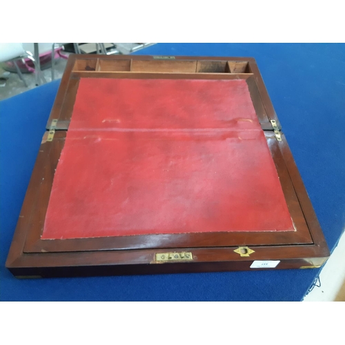 337 - A Victorian mahogany brass bound writing slope with red leather insert - measuring approx. 45cm wide... 