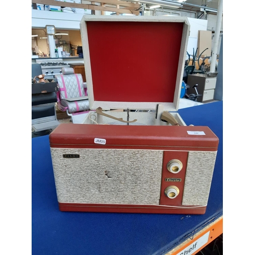 340 - A 1950s cream and red Pilot portable record player