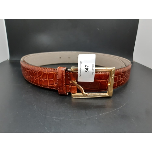 347 - An Italian Brioni brown crocodile skin effect men's belt - measuring approx. 105cm