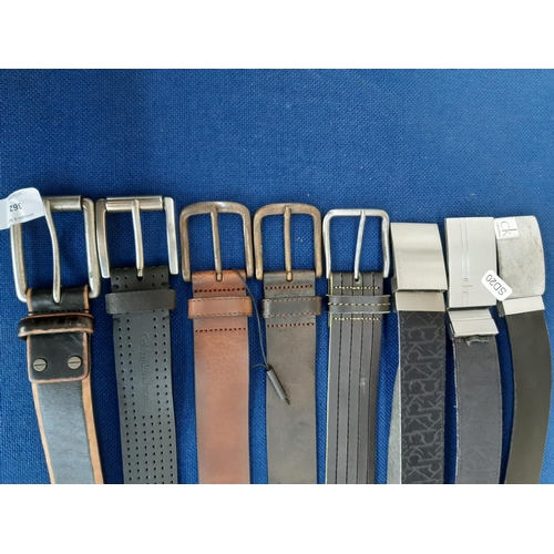 362 - Eight Calvin Klein men's belts to include three black leather, three brown leather and two fabric