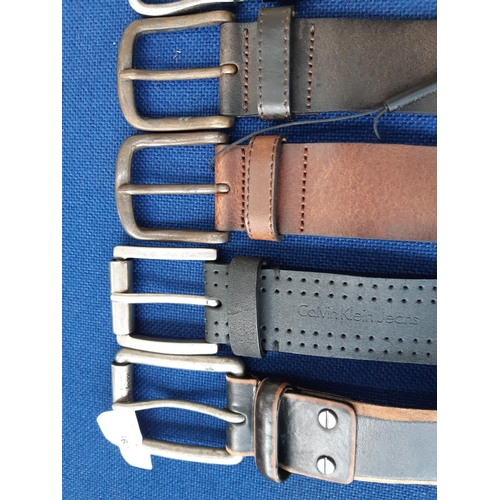 362 - Eight Calvin Klein men's belts to include three black leather, three brown leather and two fabric