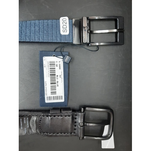 363 - Two gents leather belts to include an as new Armani grey and blue reversible (105cm) together with a... 