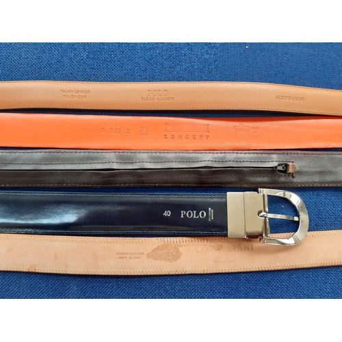 364 - Five various men's belts to include a Pal Zileri Concept cream leather belt - 105cm, Polo Ralph Laur... 