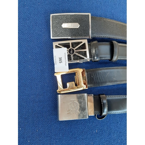 365 - Four Dunhill black leather belts - measuring approx. 105cm - 110cm