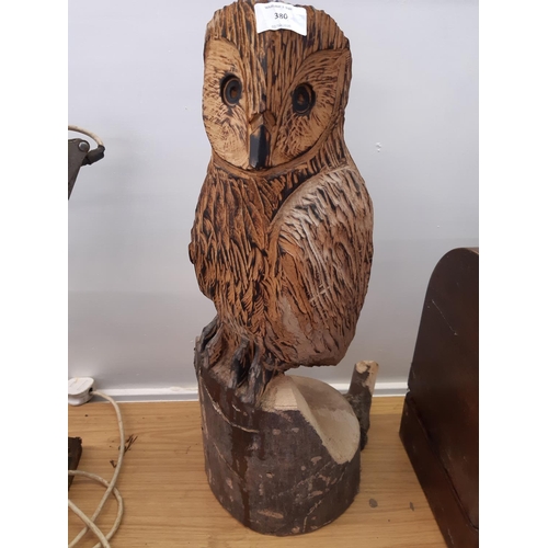 380 - A carved wooden barn owl figurine - measuring approx. 52cm high