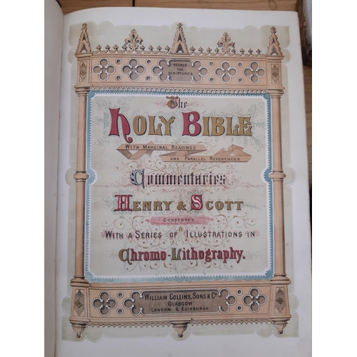 384 - A 19th century leather bound Holy Bible by William Collins & Sons (see condition report)