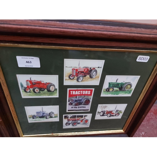 463 - Two mahogany framed presentation pictures - one depicting a set of six Tractors of the 60s and one d... 