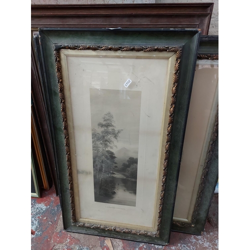 471 - A collection of antique and vintage framed pictures to include a Victorian black and white engraving... 