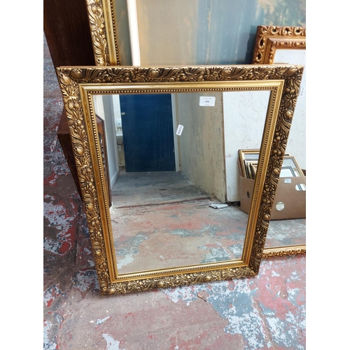 476 - Six framed pictures and mirrors to include two Victorian style rectangular wall mirrors, mahogany ef... 