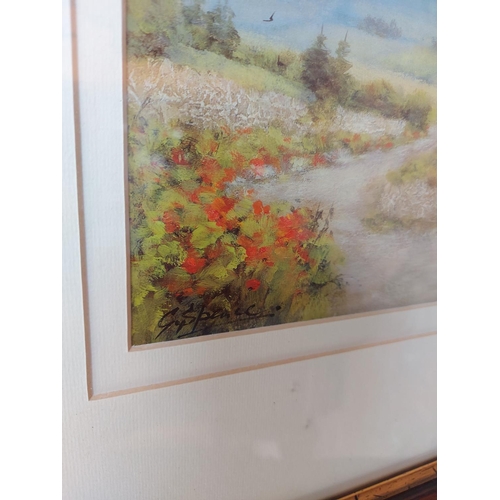 482 - Two items to include an impressionist print of a field and landscape scene and a modern framed limit... 