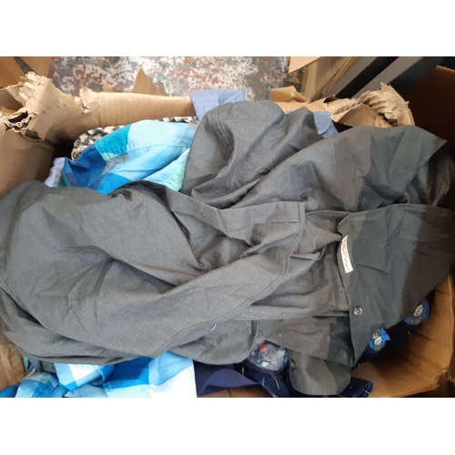 402 - Two boxes containing a large quantity of good quality men's shirts ranging from size XL to XXL to in... 