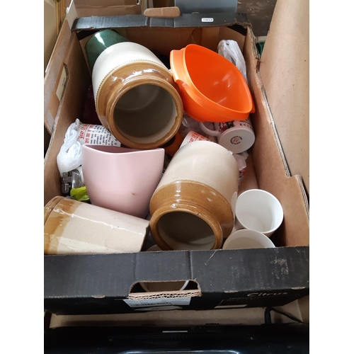 437 - A box containing mixed items to include framed prints, folding camping chairs, china etc.