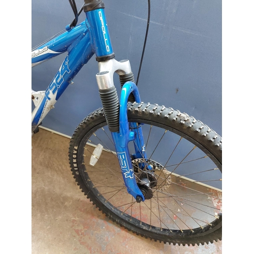 711 - Two bikes to include a blue Peugeot Formula girls mountain bike with 10 speed Shimano gear system an... 