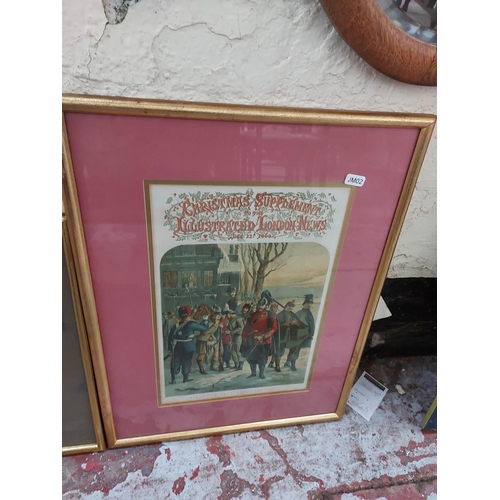 431 - Two gilt framed pictures to include a Victorian colour print of Christmas Supplement to the Illustra... 