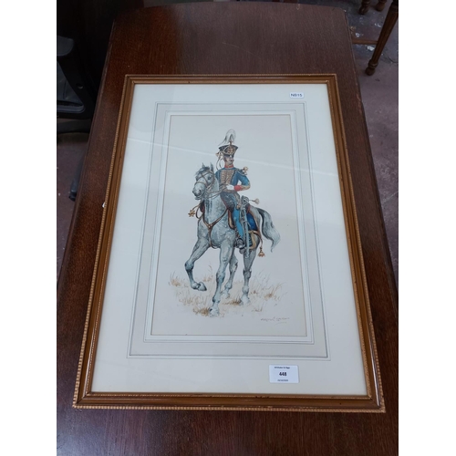 448 - A framed watercolour of an 1830s Royal Artillery Officer signed lower right 'Harcourt Smith'