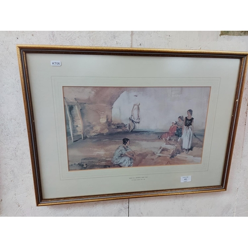 451 - A gilt framed print titled 'Gossip In A Provencal Wood Vault' by Sir William Russell Flint