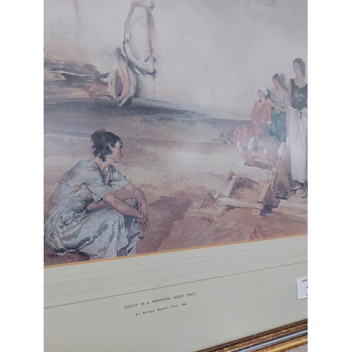 451 - A gilt framed print titled 'Gossip In A Provencal Wood Vault' by Sir William Russell Flint