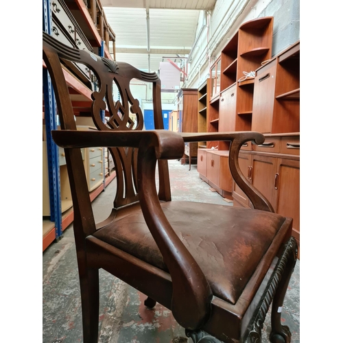 477 - A Chippendale style mahogany carver chair on ball and claw supports