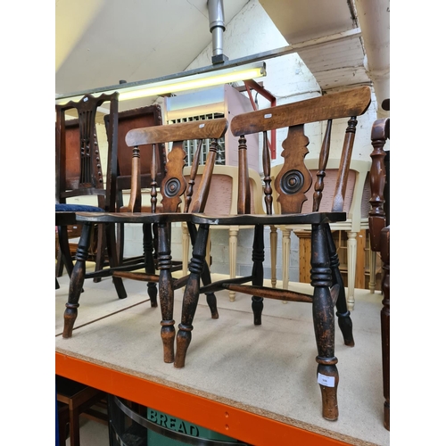 506 - A pair of Victorian style oak farmhouse dining chairs