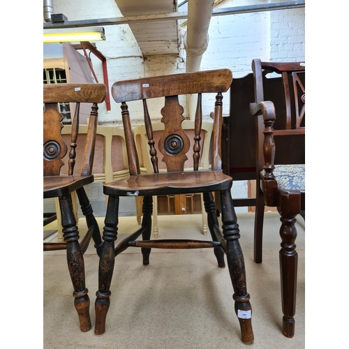 506 - A pair of Victorian style oak farmhouse dining chairs