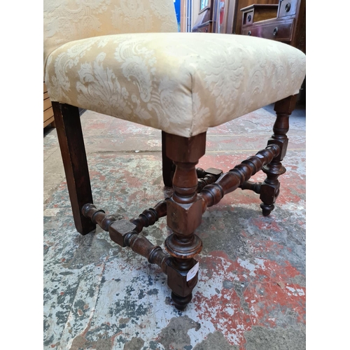 510 - A Victorian oak framed dining chair with gold re-upholstered seat and back