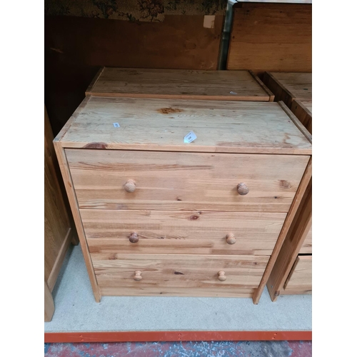 528 - Two pine effect chests of three drawers