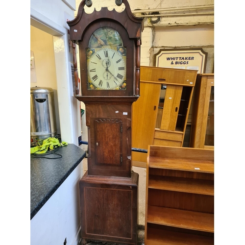 545 - A Georgian oak Grandfather clock with white enamel face for restoration