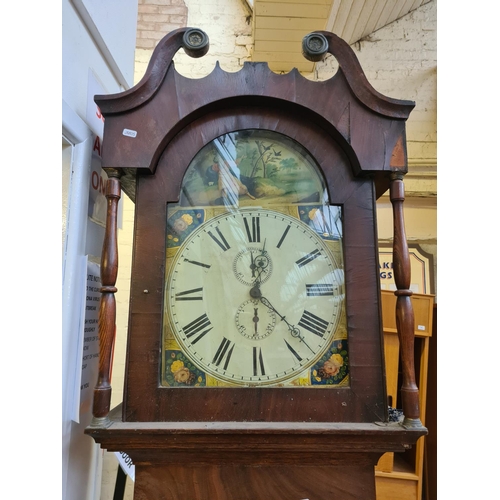 545 - A Georgian oak Grandfather clock with white enamel face for restoration