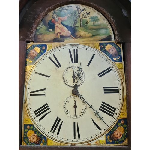 545 - A Georgian oak Grandfather clock with white enamel face for restoration