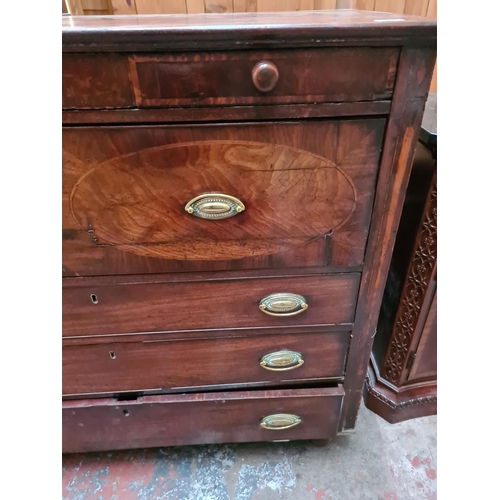 558 - A Regency mahogany secretaire chest of drawers with upper fall front writing slope and internal stor... 