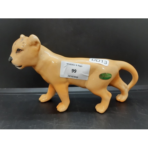 99 - A Beswick lion cub facing left figurine - model no. 2098