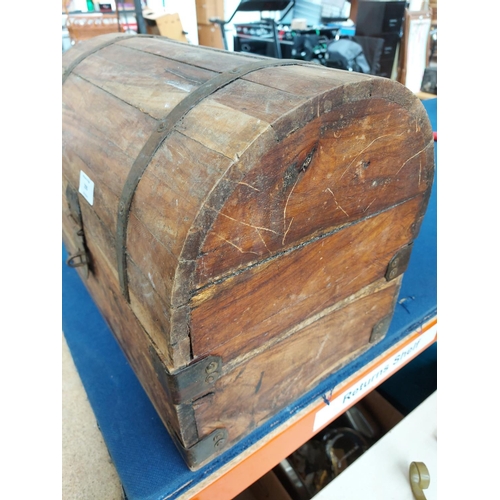 290 - A vintage style Indian sheesham wood dome top chest - measuring approx. 34cm high and 45cm wide